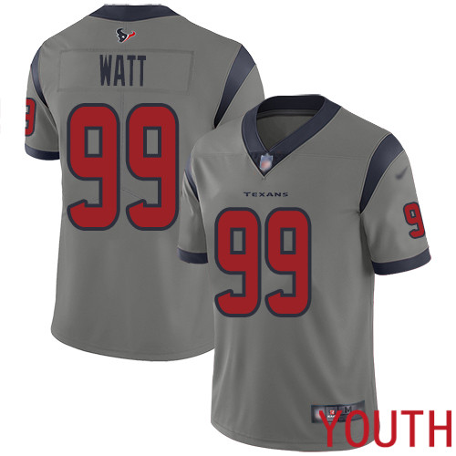 Houston Texans Limited Gray Youth J J  Watt Jersey NFL Football #99 Inverted Legend